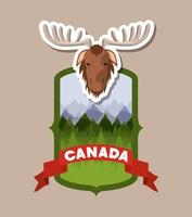 Moose animal and pine trees design vector