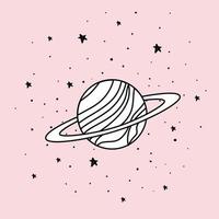 espacio, planeta, y, estrellas, diseño, vector, ilustración vector