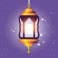 ramadan kareem golden lantern hanging vector