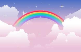 hermoso colorido arco iris nube cielo naturaleza ilustración vector