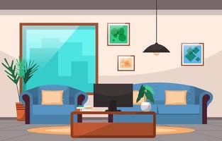 Tropical Houseplant Green Decorative Plant in Living Room Illustration
