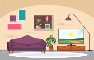 Tropical Houseplant Green Decorative Plant in Living Room Illustration vector