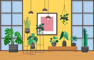 Tropical Houseplant Green Decorative Plant Interior House Illustration vector