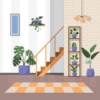 Tropical Houseplant Green Decorative Plant Interior House Illustration vector