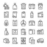 Set of Garbage icons with line art style vector