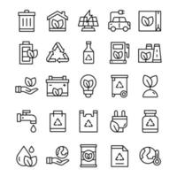 Set of Ecology icons with line art style vector