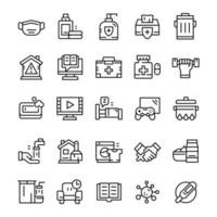 Set of Quarantine icons with line art style. vector