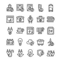 Set of Electricity icons with line art style vector