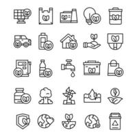 Set of Eco Green icons with line art style vector