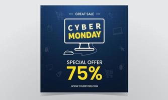 diseño de fondo de gran venta de cyber monday vector