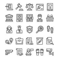 Set of Justice and Law icons with line art style vector