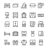 Set of Bedroom icons with line art style vector