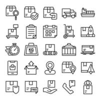 conjunto de iconos de envío con estilo de arte lineal vector