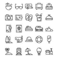 Set of Vacation icons with line art style. vector