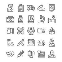 Set of Medical icons with line art style vector