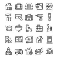 Set of Home and Renovation icons with line art style. vector