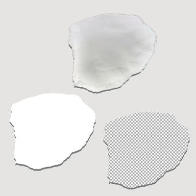 Three shapes of torn paper