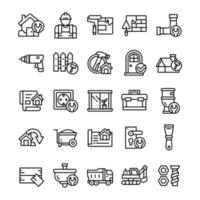 Set of Home Renovation icons with line art style vector