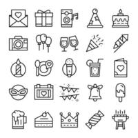 Set of Party icons with line art style. vector