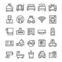 Set of Hotel icons with line art style. vector