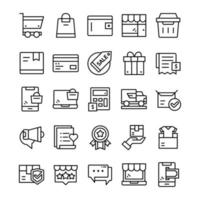 Set of Shopping icons with line art style. vector