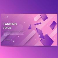 3D effect shapes landing page background design vector