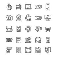 conjunto de iconos de dispositivos y gadgets con estilo de arte lineal vector