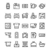 conjunto de iconos de hotel con estilo de arte de línea. vector