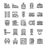 Set of Railway icons with line art style. vector