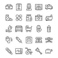 Set of Nurse icons with line art style. vector