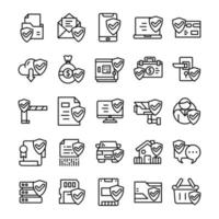 Set of Protect and Security icons with line art style. vector
