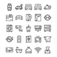 Set of Hotel icons with line art style. vector