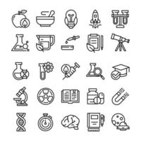 Set of Science icons with line art style. vector