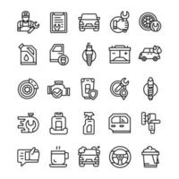 Set of Car Service icons with line art style. vector