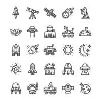 Set of Space icons with line art style.