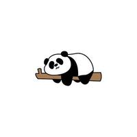 Lazy panda sleeping on a branch cartoon, vector illustration