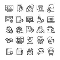 Set of Marketing icons with line art style. vector