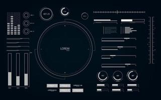 Interfaz de usuario futurista con hud y elementos infográficos. Fondo de tecnología virtual de movimiento en bucle. vector