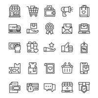 Set of Shopping icons with line art style. vector