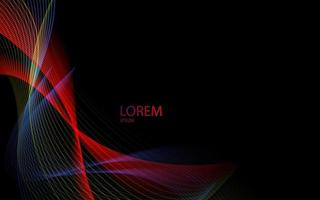 Abstract wave lines fluid rainbow style color stripes on black background. vector