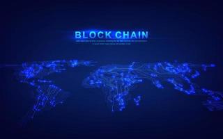 Blockchain technology with global connection concept suitable for financial investment or crypto currency trends business vector