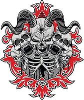 Gothic sign with horned skull , grunge vintage design t shirts