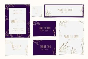 minimal floral botanical wedding invitation collection vector