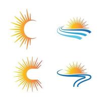 Sunset beach logo images set vector