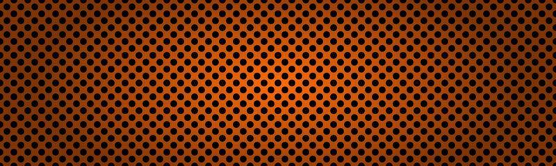 Perforated dark orange metallic header. Abstract banner vector illustration