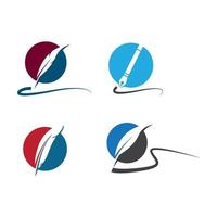 Feather pen logo images illustration set vector