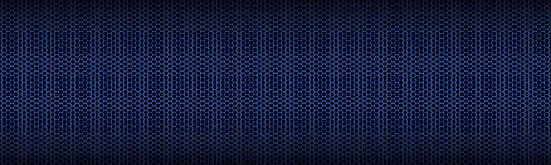 Blue geometric header with polygonal grid. Abstract red metallic hexagonal banner. Vector illustration