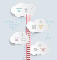 abstract vertical cloud infographics 4 steps for business and presentation vector