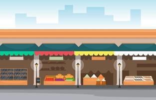 Healthy Fruit Vegetable Store Stall Stand Grocery in City Illustration vector