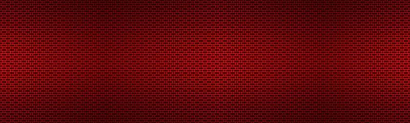 Perforated red metallic header. Metal texture banner. Simple texnology illustration. Circle, rounded rectangle and oval perforated